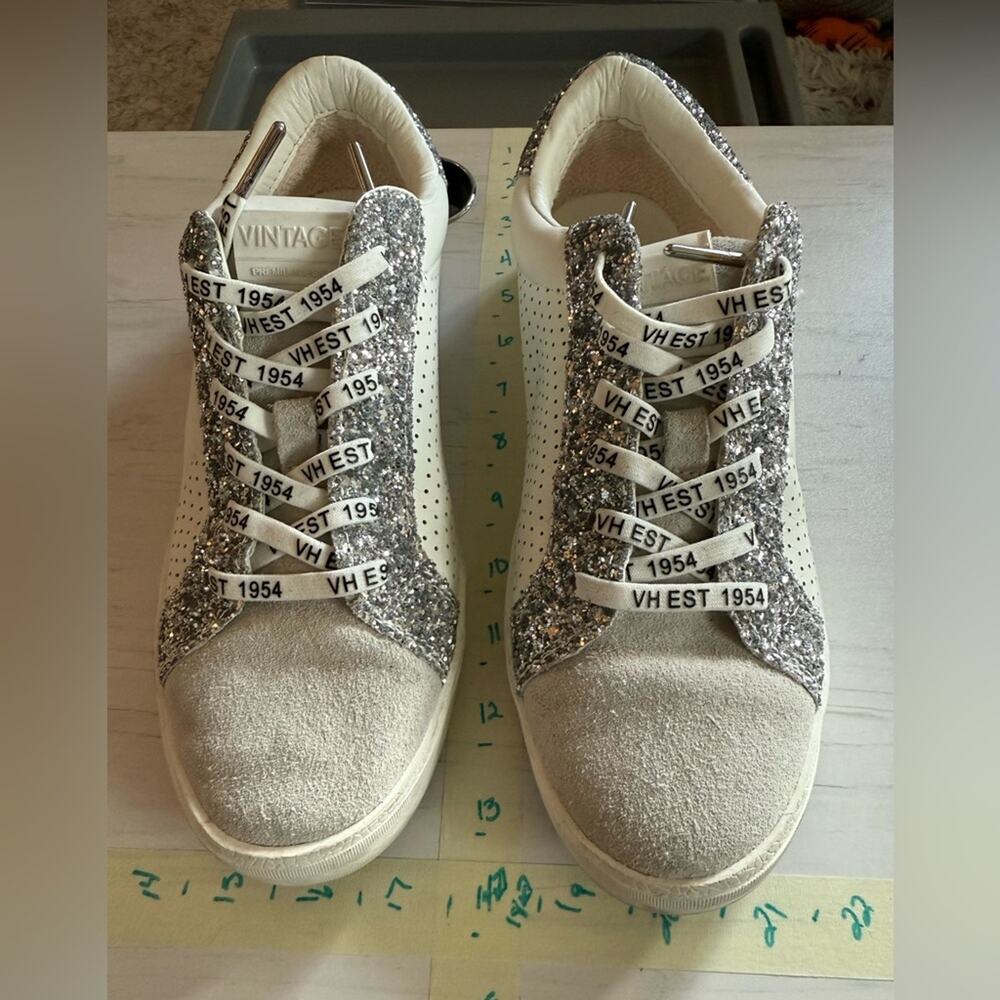 Vintage Havana White, Grey and Silver Sparkly Sneakers